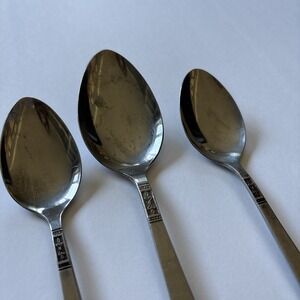 Vintage Customcraft Fleur De Lis Stainless Steel Flatware Set of 3 Spoons Taiwan